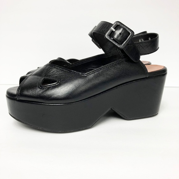 Robert Clergerie Black Leather Platform Sandals - Picture 4 of 7